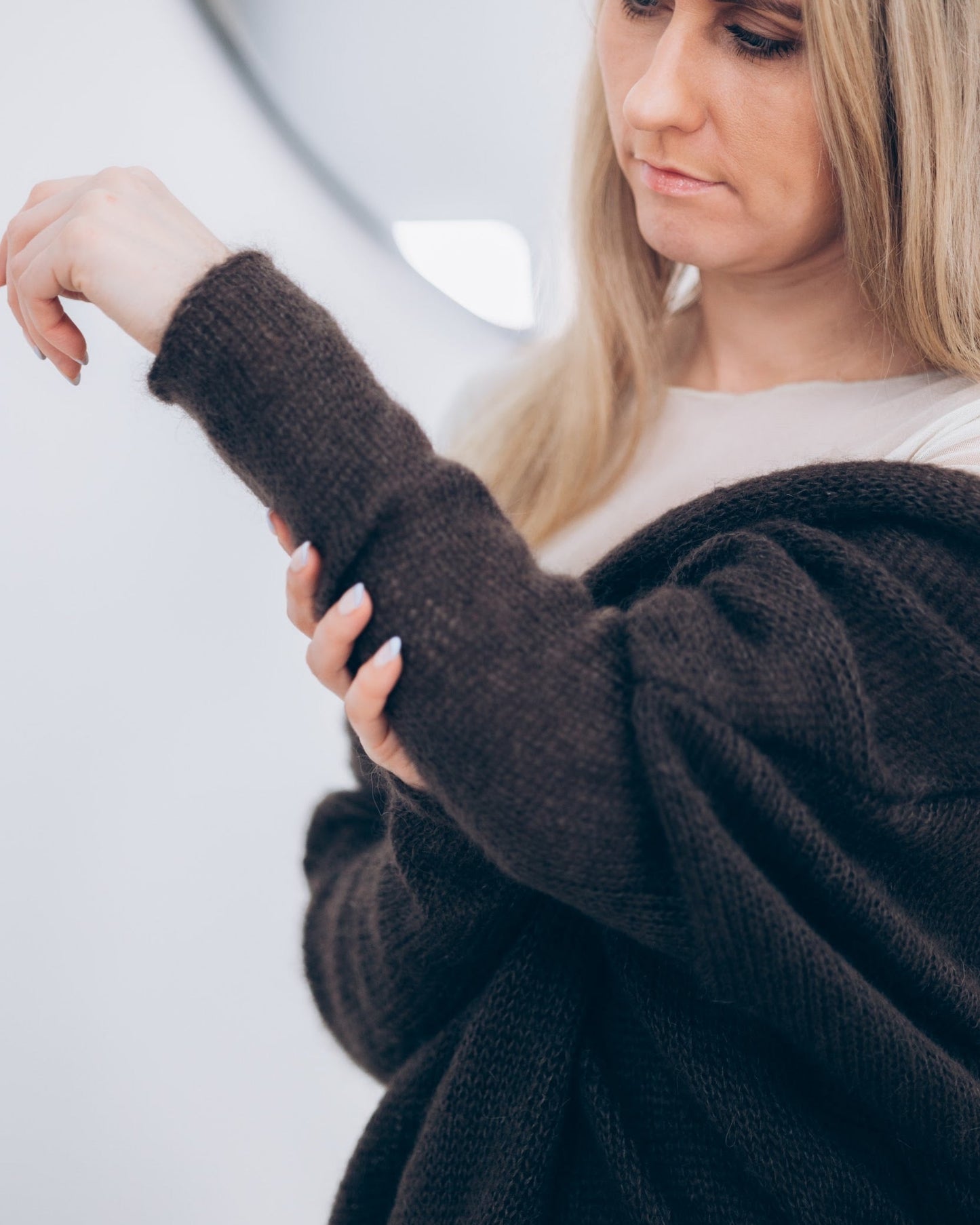 Kid Mohair & Silk Double-strand Short Cardigan