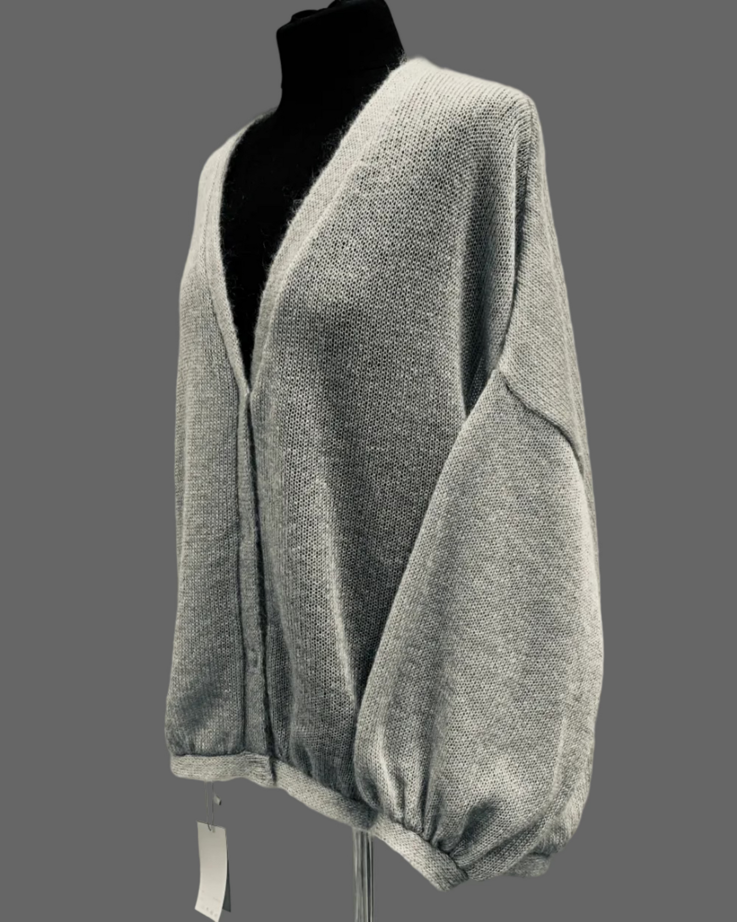 Kid Mohair & Silk Cardigan with Full Sleeves and Mettalic Snap Buttons