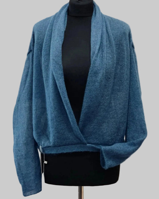 Kid Mohair & Silk Cropped Wrap Cardigan