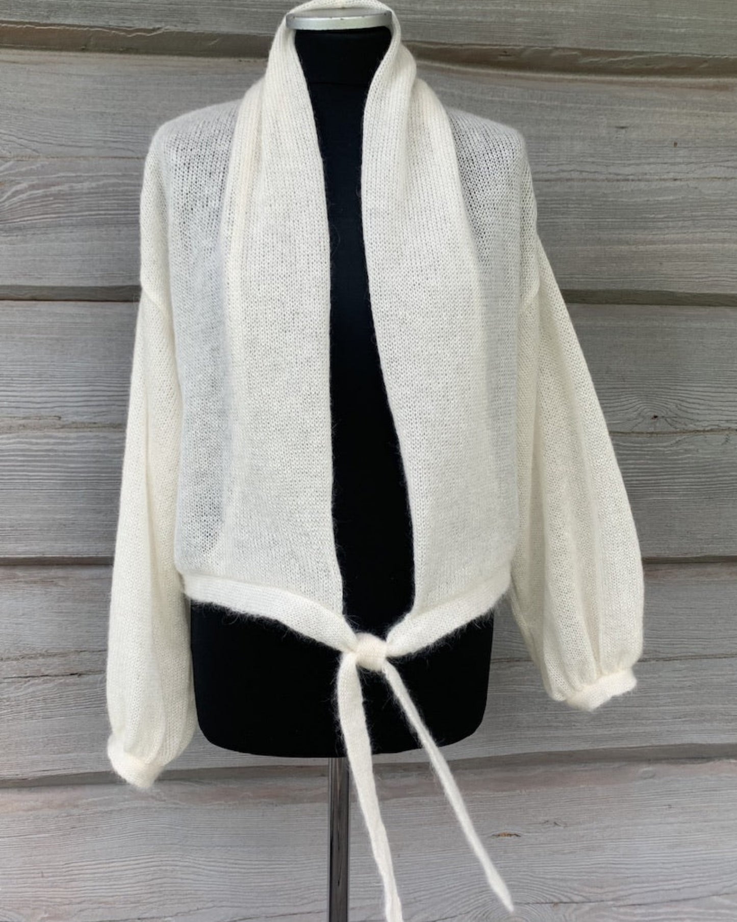 Kid Mohair & Silk Cropped Wrap Cardigan with Full Sleeves