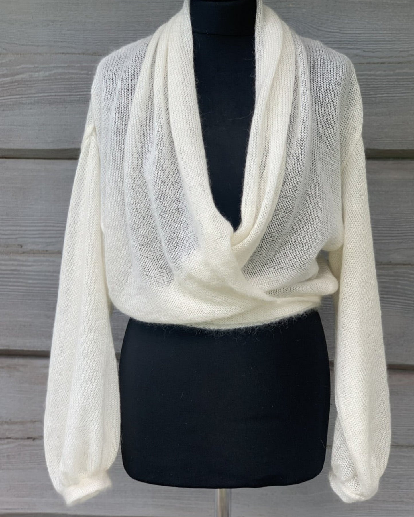 Kid Mohair & Silk Cropped Wrap Cardigan with Full Sleeves