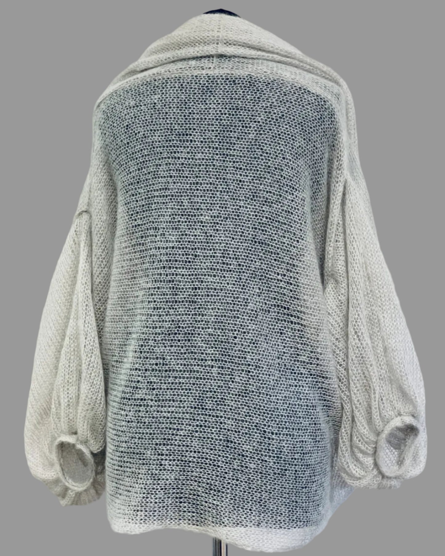 Mesh Kid Mohair & Silk Cardigan with Puffy Sleeves