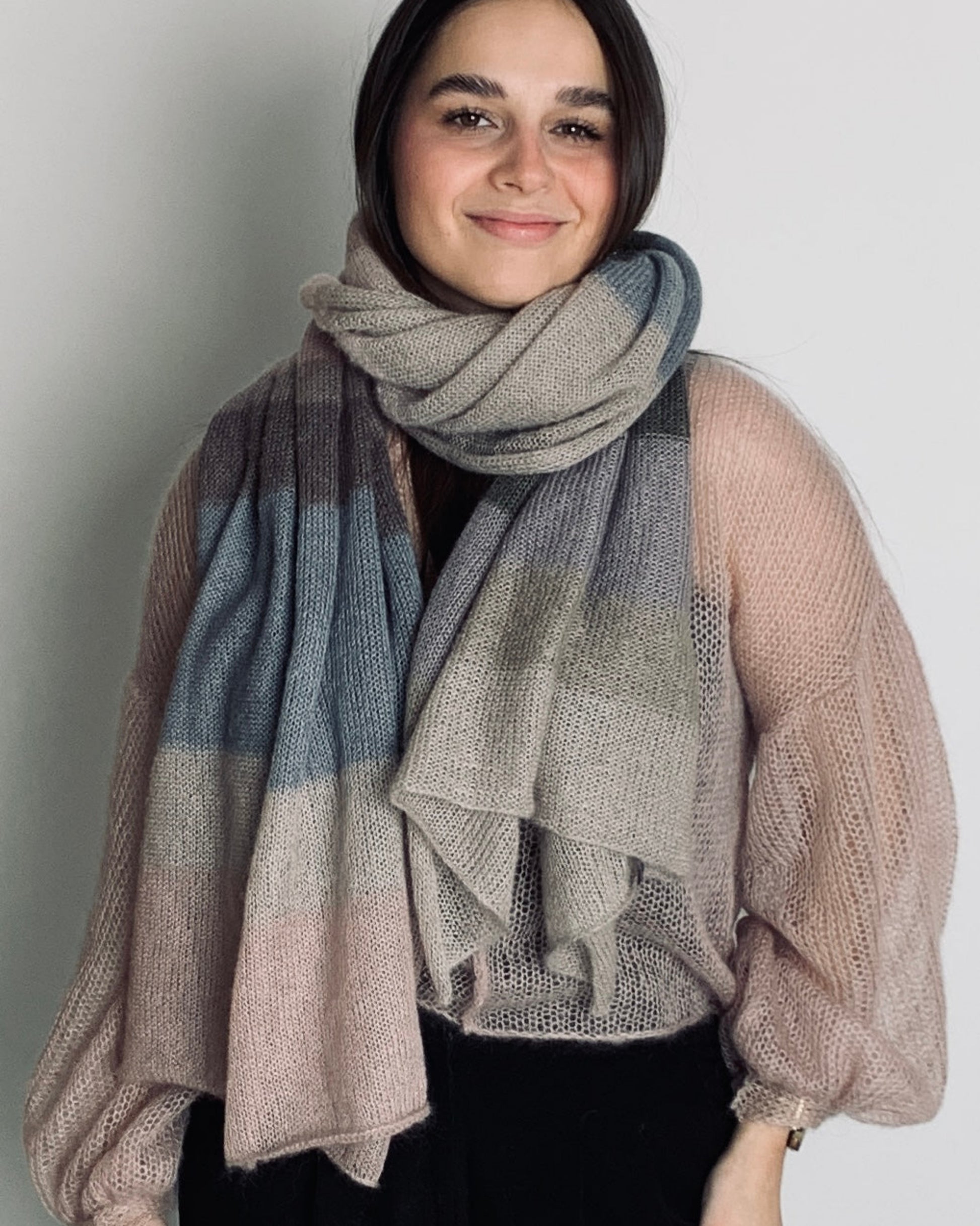 Handmade multicolor kid mohair & silk classic scarf