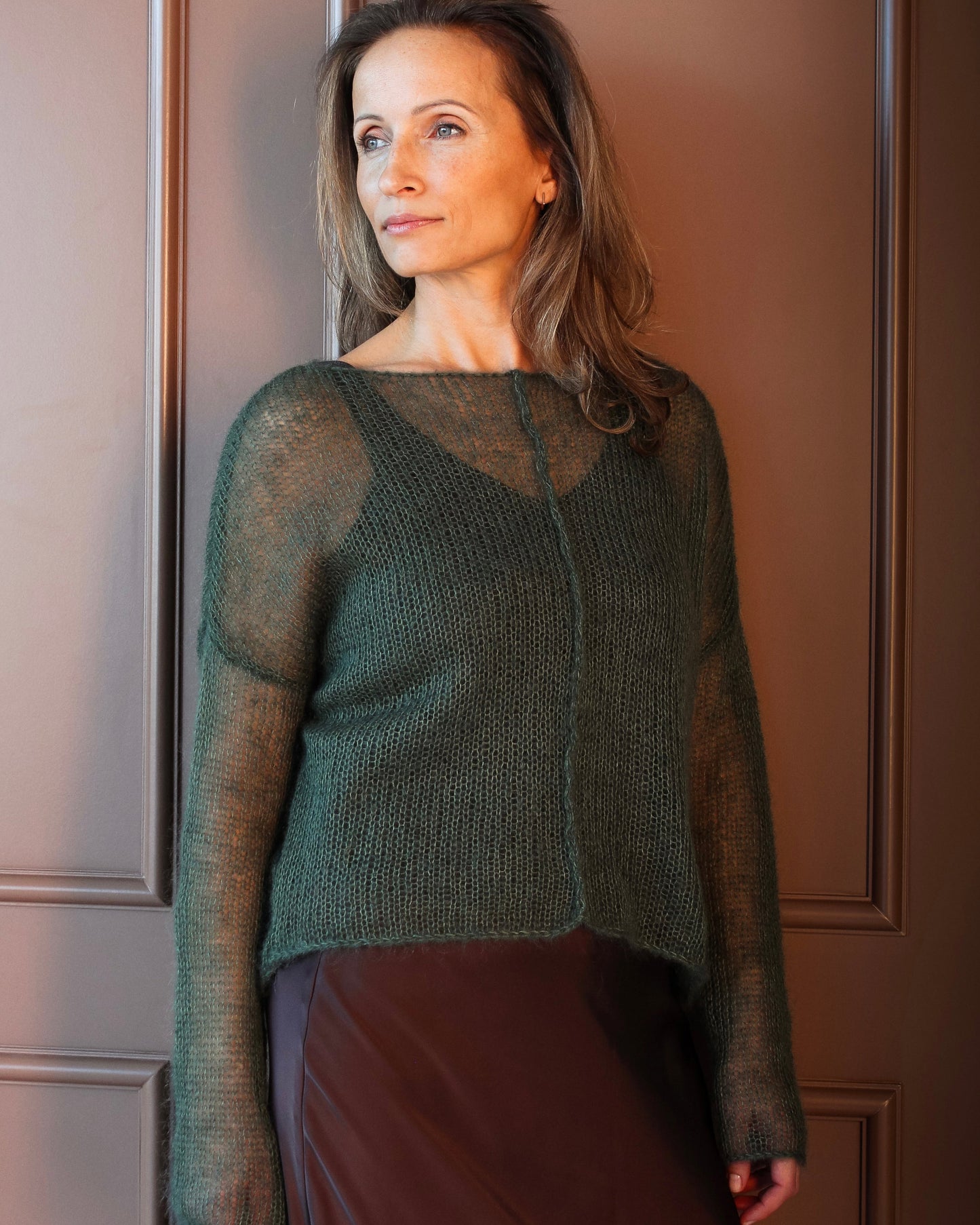 Soft mesh knit texture in kid mohair & silk