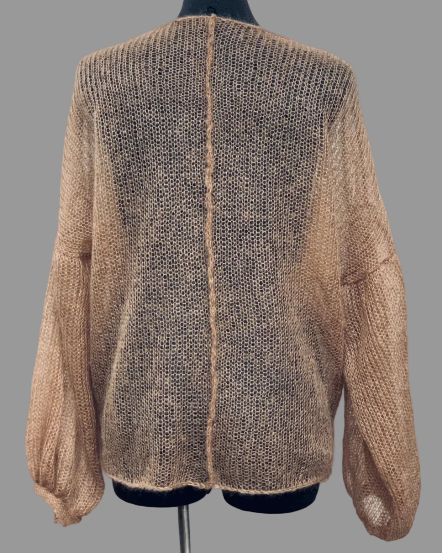 Mesh Kid Mohair & Silk Sweater with Balloon Sleeves