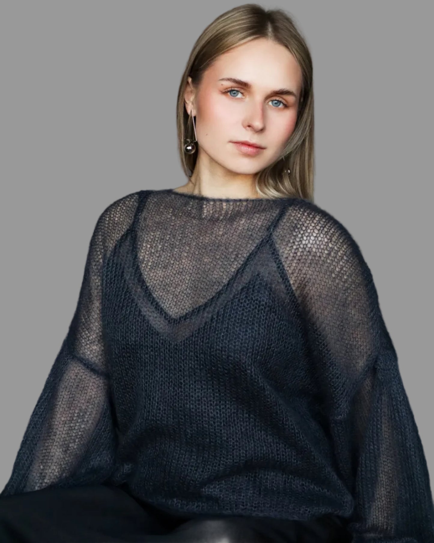 Soft mesh knit texture in kid mohair & silk