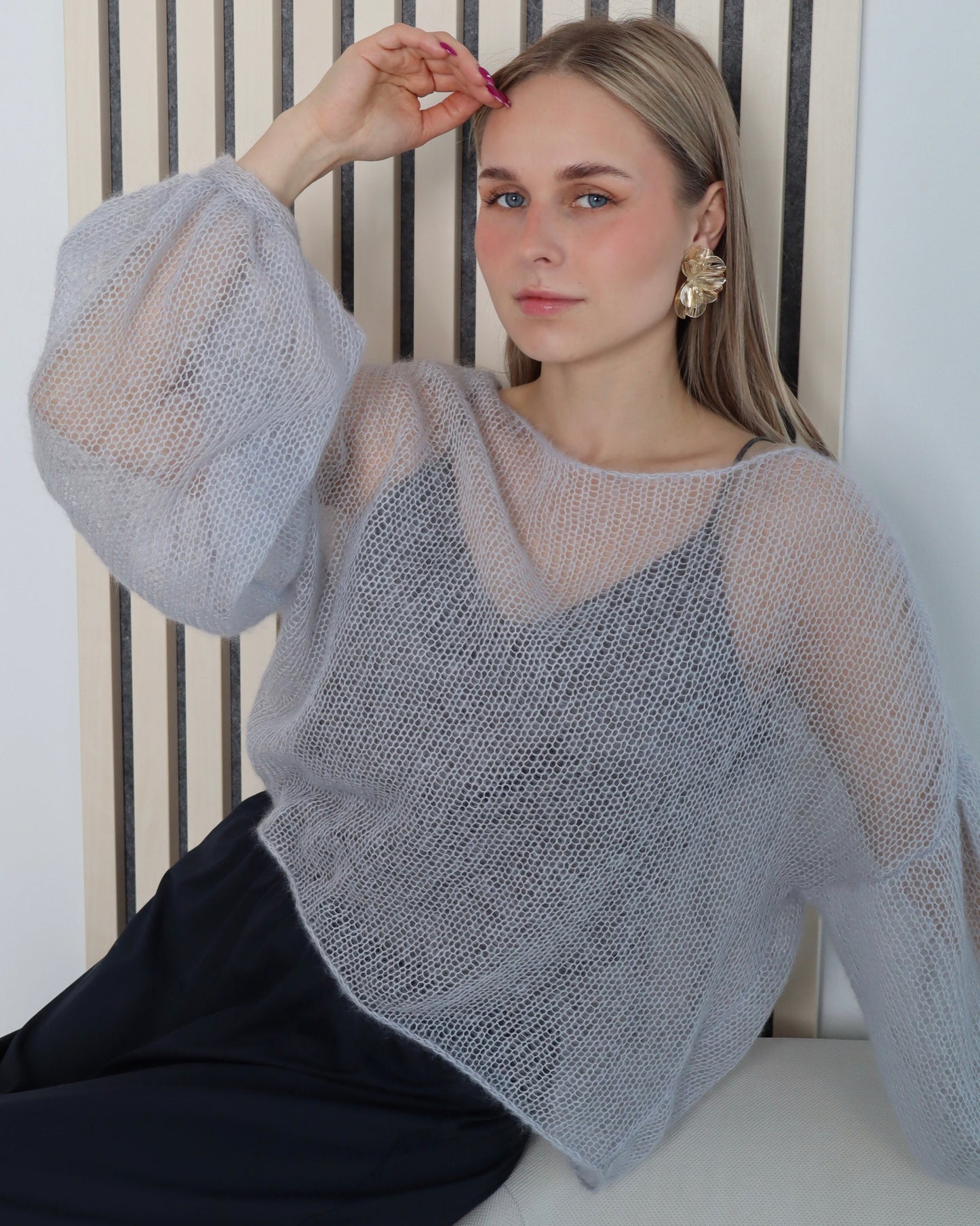 Soft breathable mesh sweater for women
