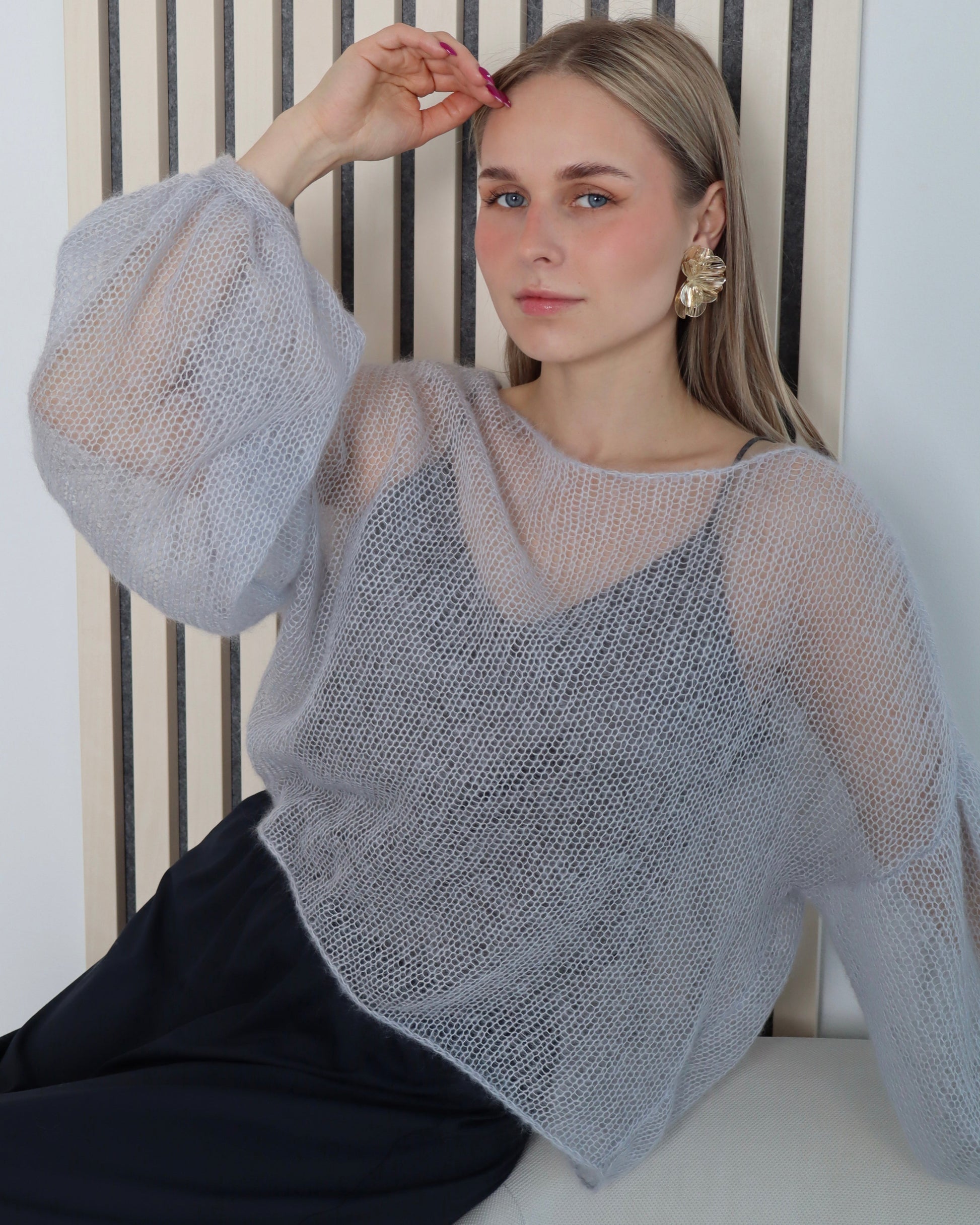 Soft breathable mesh sweater for women