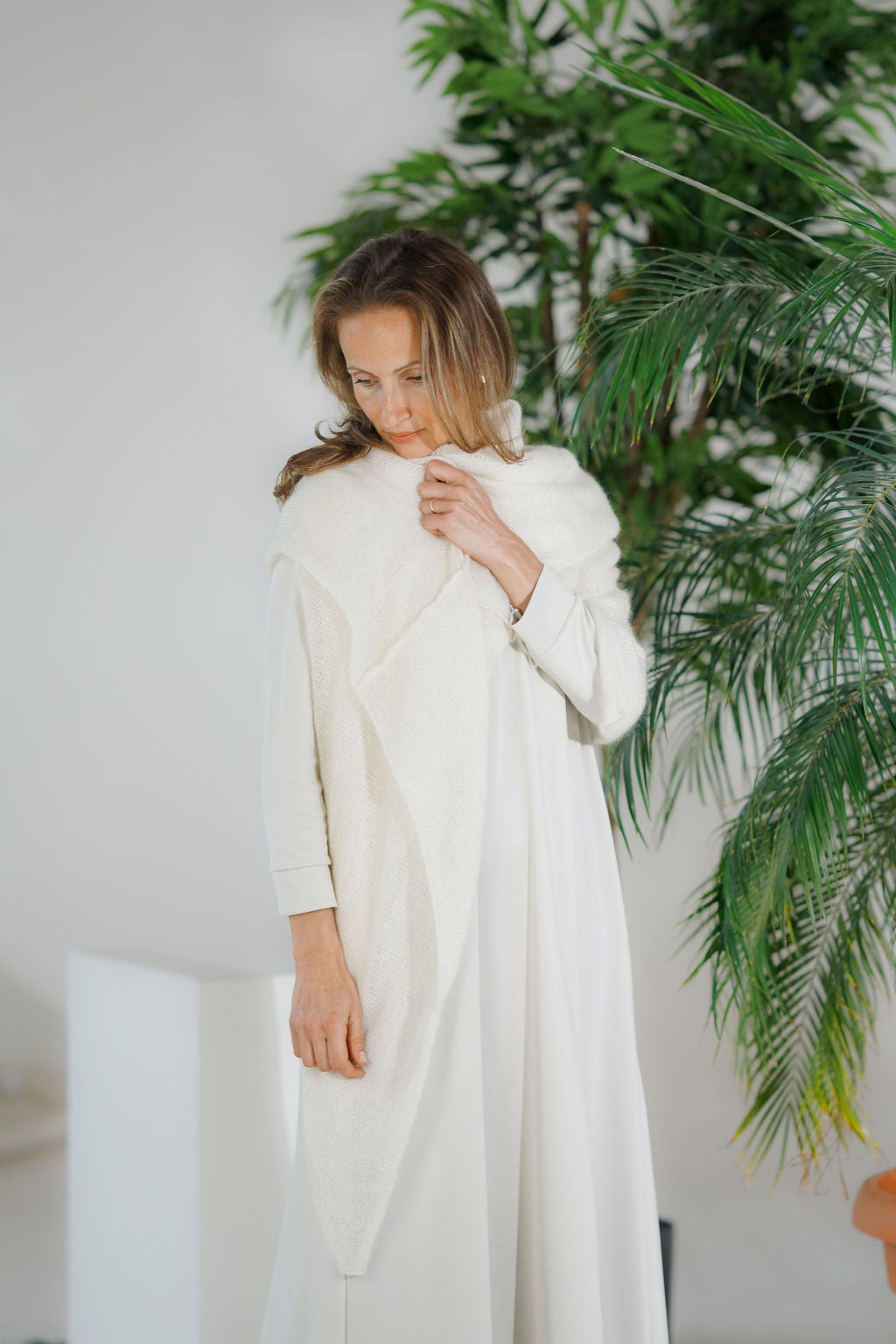 Lightweight knitted mohair poncho