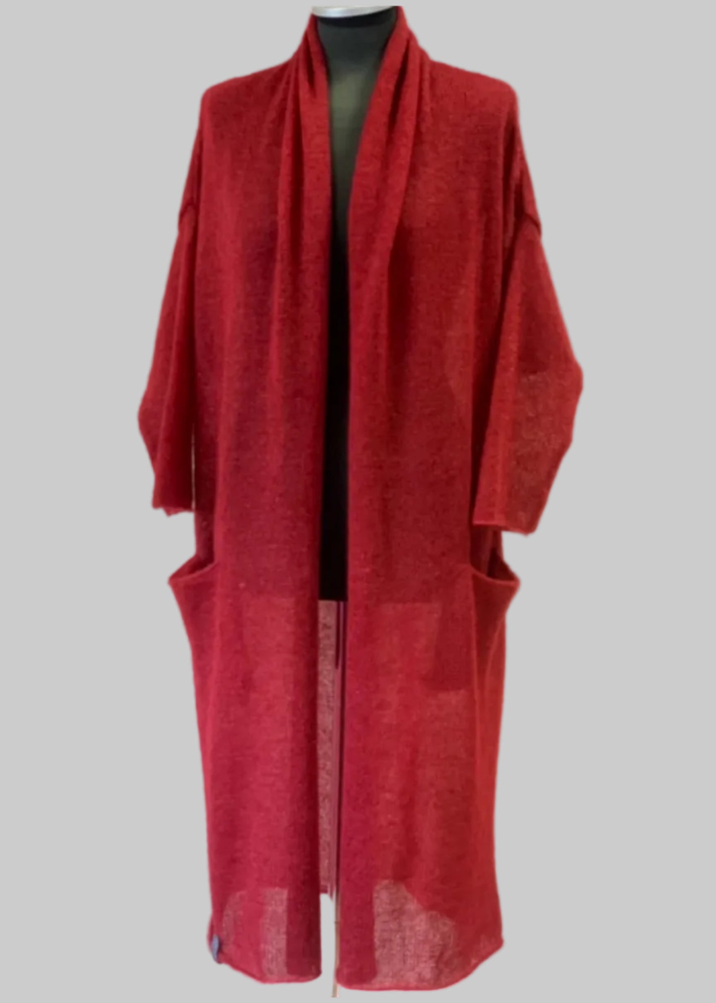 Kid Mohair & Silk Long Cardigan with Pockets