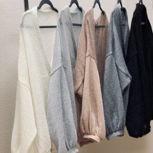 Wide Sleeve Short Cardigan with metallic snap buttons