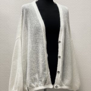 Wide Sleeve Short Cardigan with metallic snap buttons