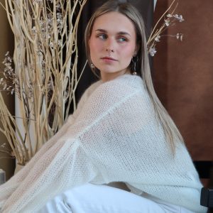 Kid Mohair & Silk Thick Sweater with Full Sleeves & Frontal Horizontal Decorative Seam