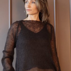 Kid Mohair & Silk Mesh Raglan Sweater With Full Sleeves